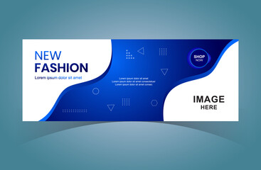 New Fashion Web Banner Design Template With Curve Shape. Fashion Social Medical Digital Marketing Cover.