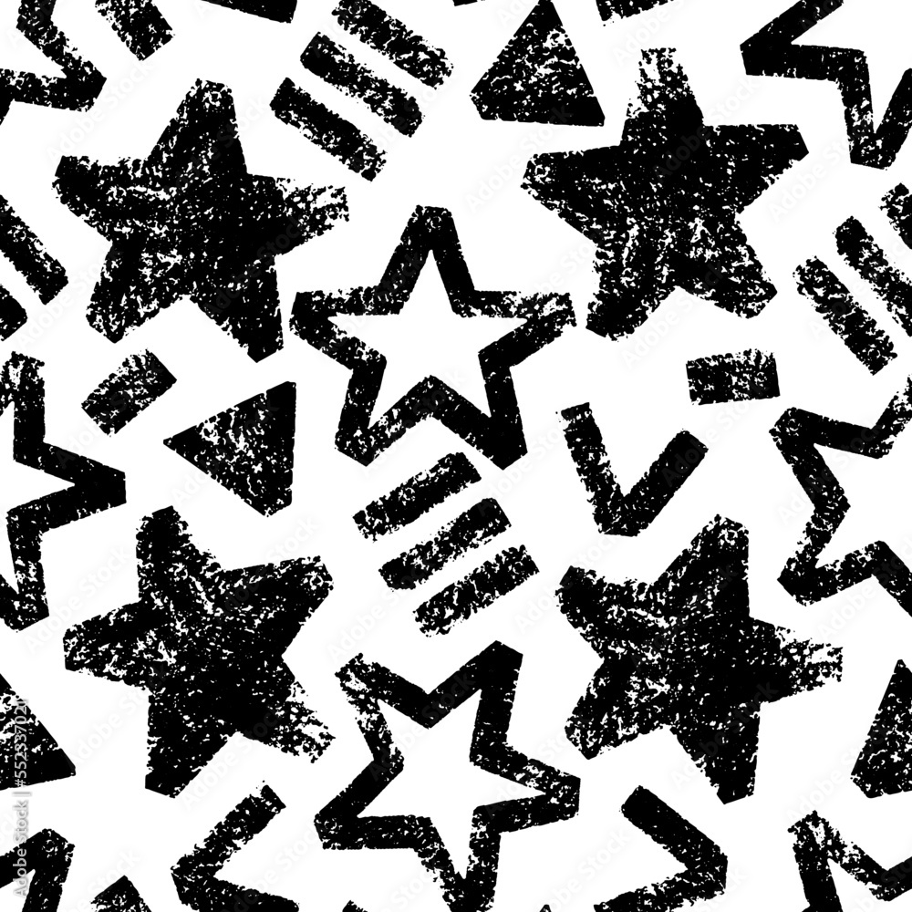 Poster abstract seamless bold stars pattern. grunge urban pattern black color on transparent background. si