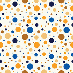 Seamless festive background with gold, blue and beige circles. Vector illustration