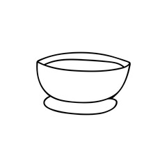 Bowl doodle illustration in vector. Bowl for baby doodle illustration. Hand drawn plate for baby icon in vector.