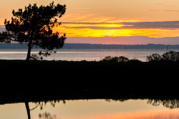 Reflet du littoral sur le bassin d'Arcachon