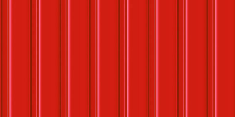 Red vertical corrugated iron sheets seamless pattern of fence or warehouse wall. Zink galvanized steel profiled panels. Metal wave sheet. Vector illustration. Aluminium container