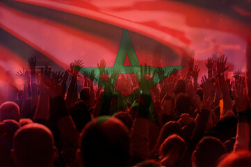 Fototapeta na wymiar Football fans and Morocco flag