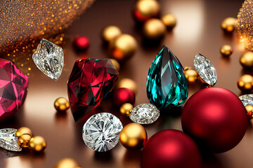 Fototapeta premium Christmas gifts in jewelry. Fantastic forms and models.Virtual jewelry. Illustration.