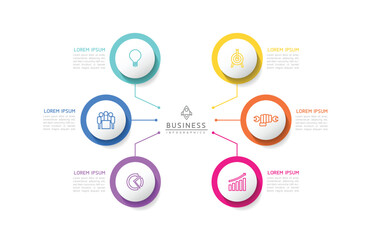 Circular Connection Steps business Infographic Template with 6 ElementMobile