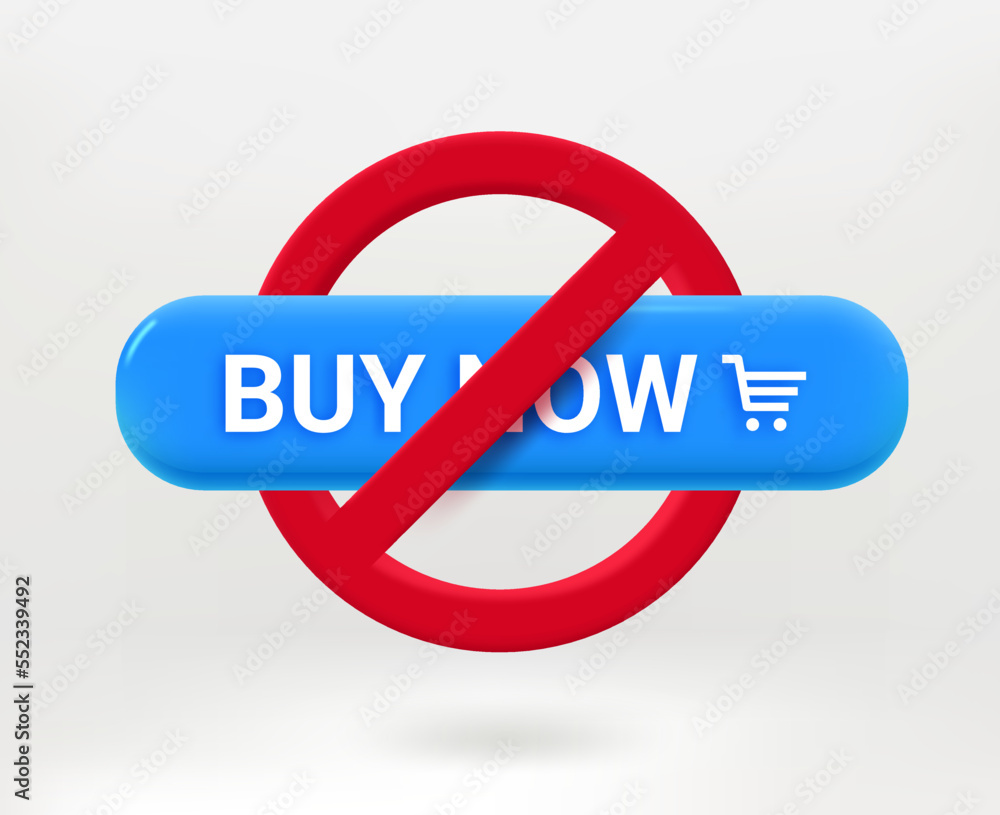 Poster do not buy now concept with buy now button. 3d vector illustration