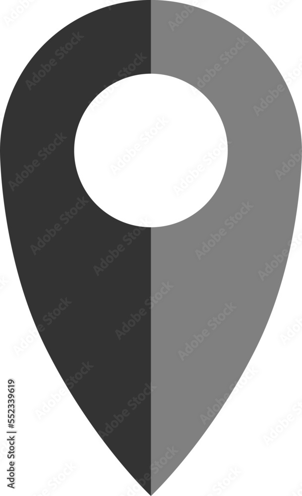 Poster black 3d style shaded location pointer pin sign icon. vector image.