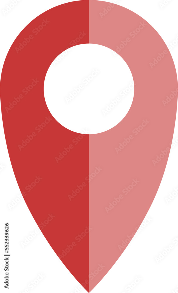 Poster red 3d style shaded location pointer pin sign icon. vector image.