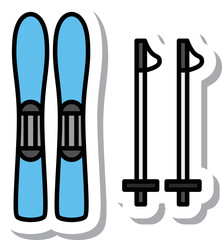 ステッカースポーツ用品イラスト スキー
