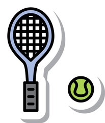 ステッカースポーツ用品イラスト テニスラケット テニスボール