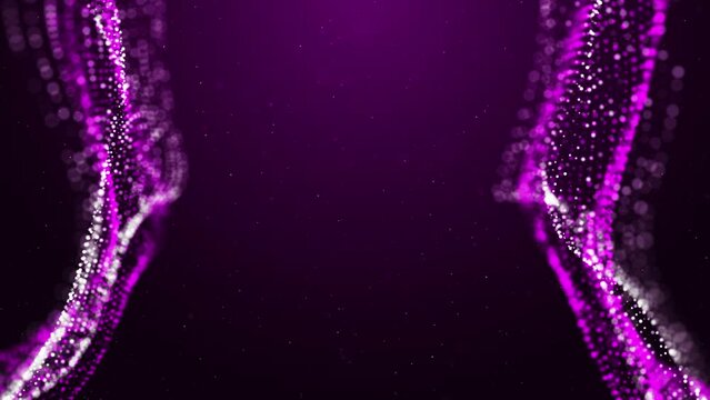 Corporate business abstract purple and white particles flow loop background