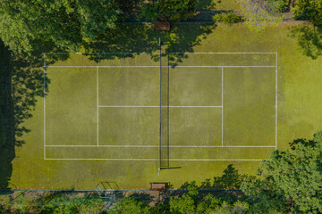 Terrain de tennis vue d'en haut