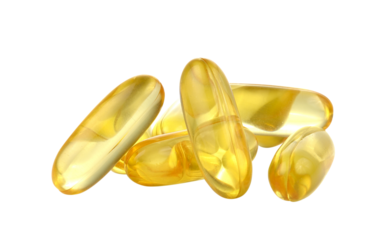 Fish oil capsule isolated on  transparent png