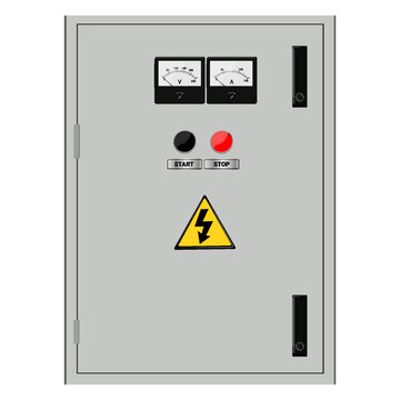 Electrical box, industrial electrical control panel. vector image