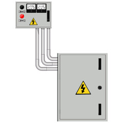 Electrical box, industrial electrical control panel. vector image