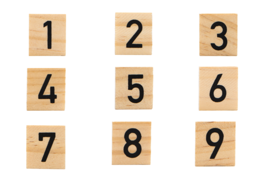 Chiffres en bois - 9 PNG en 1