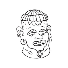 Isolated vector illustration of young man. Cute thin line icon for design, cover etc.