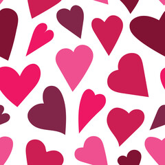  Seamless vector pattern with red hearts. St. Valentine's day and romantic concept.