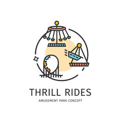 Amusement Park Thin Line Icon Concept. Vector