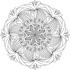 Circle stripes for coloring, white and black line drawings, Art.