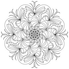 Circle stripes for coloring, white and black line drawings, Art.