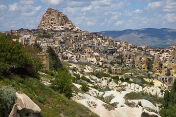 View of Uchisar from Pigeon Valley in Cappadocia,Nevsehir Province,Turkey
