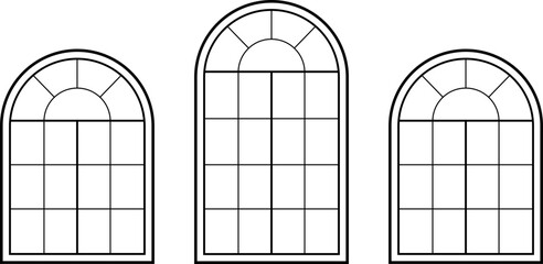 Classic Arch Glass Window Illustration