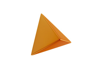 3d gold shape tetrahedron. Metal simple figure for your design on isolated background. 3d rendering illustration