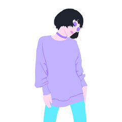 Fashion minimal illustration. Fashion girl. Trendy look