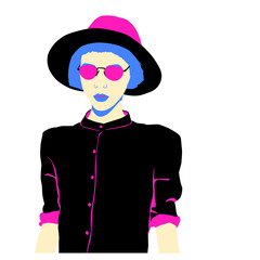 Fashion minimal illustration. Fashion girl. Trendy look