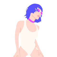 Fashion minimal illustration. Fashion girl. Trendy look