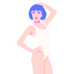 Fashion minimal illustration. Fashion girl. Trendy look