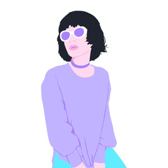 Fashion minimal illustration. Fashion girl. Trendy look