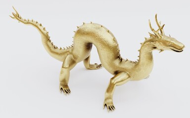 Realistic 3D Render of Chinese Dragon Statue