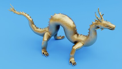 Realistic 3D Render of Chinese Dragon Statue