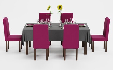 Realistic 3D Render of Restaurant Table