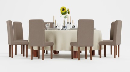 Realistic 3D Render of Restaurant Table