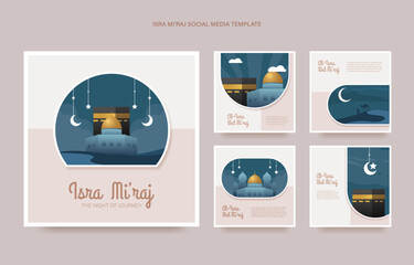Al-Isra wal Mi'raj Translate: The night journey Prophet Muhammad Vector Illustration For Poster Template and Flyer, Simple Background of Isra Mi'raj Ceremony