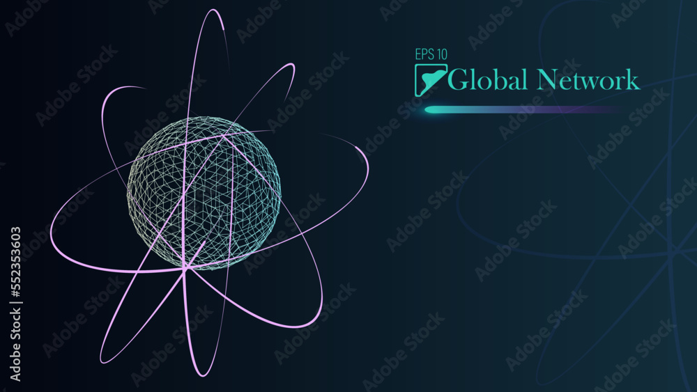 Poster scientific and technological sphere. connection to the global network. protection of cloud data. abs