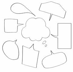set collection of doodle hand drawn speech bubbles. vector design illustration. dialog, balloon, text, thought, comic, chat, text, message