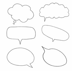 set collection of doodle hand drawn speech bubbles. vector design illustration. dialog, balloon, text, thought, comic, chat, text, message
