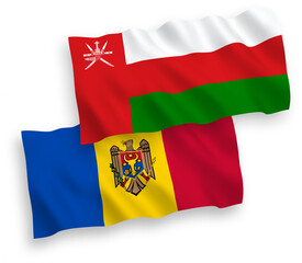 Flags of Sultanate of Oman and Moldova on a white background