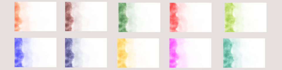 Watercolor abstract background in 10 different colors