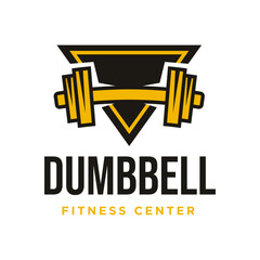 Dumbbell logo for Fitness Center Logo Design Template Style Vector