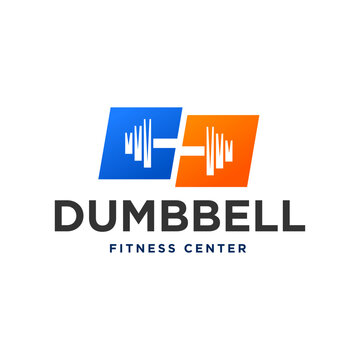 Dumbbell logo for Fitness Center Logo Design Template Style Vector