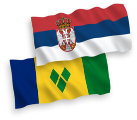 Flags of Saint Vincent and the Grenadines and Serbia on a white background