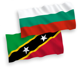 Fototapeta premium Flags of Federation of Saint Christopher and Nevis and Bulgaria on a white background