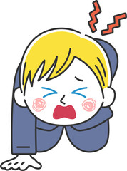 腰痛で立ち上がれない、白人ビジネスマンのイラスト