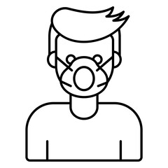 Man wearing anti allergy mask concept, Reusable Respirator Parts vector icon design, Environmental pollution symbol, Chemical Biological contamination sign, Pollutants stock illustration 