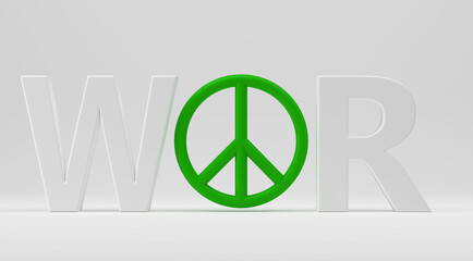 colored peace symbol in front of background - 3D Illustration
